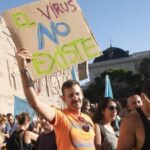 Manifestación en Madrid, en agosto pasado, de negacionistas el virus covid-19.